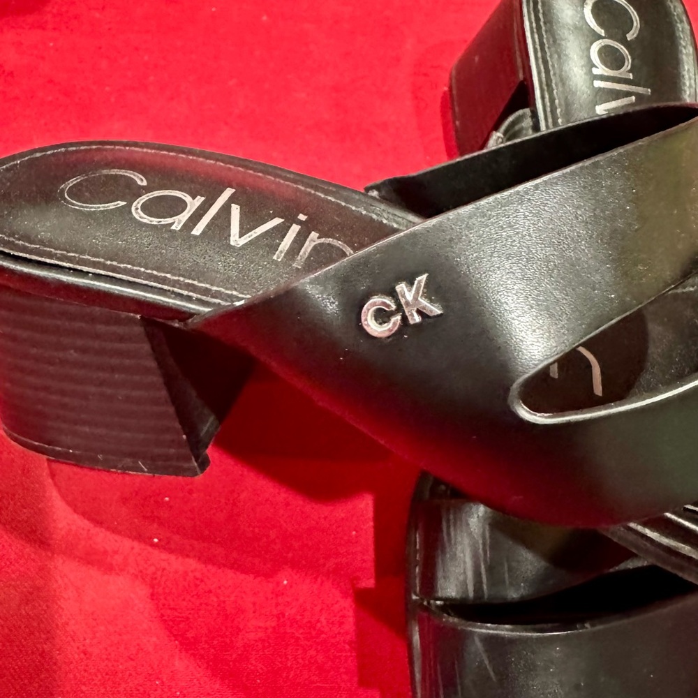 Calvin Klein Black Strappy Sandals - Picture 2 of 4